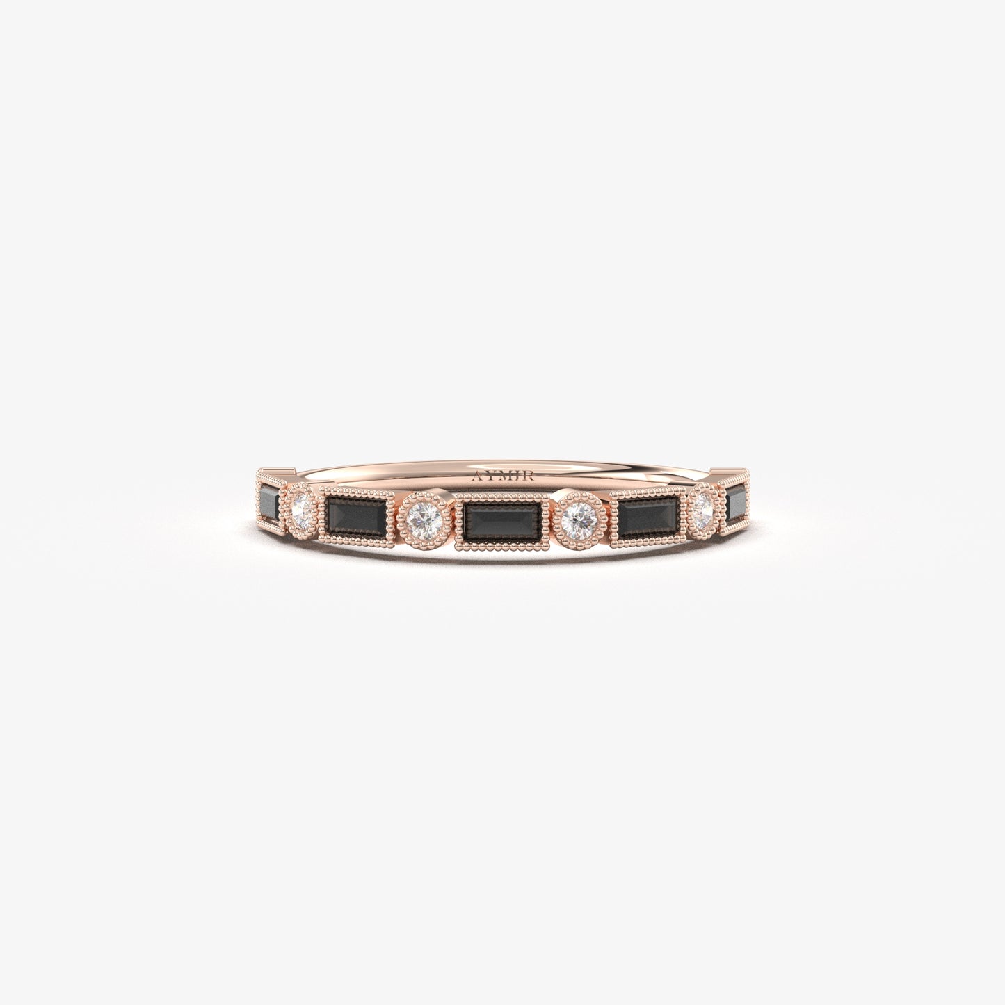 10K Gold Baguette Cut Black Onyx and Diamond Ring - 2S233BLK