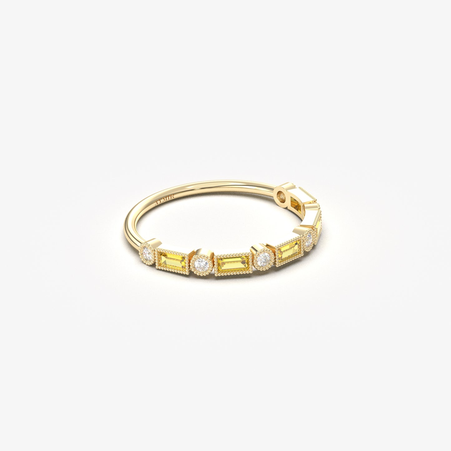 18K Gold Baguette Cut Citrine and Cz Ring - 2S233CIT