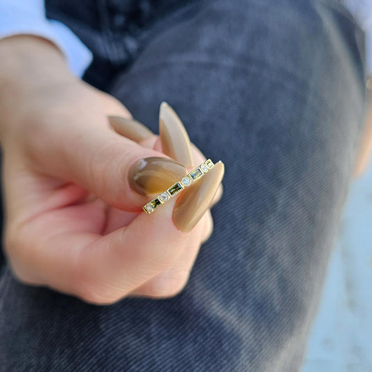 18K Gold Baguette Cut Peridot and Diamond Ring - 2S233PER