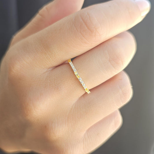18K Gold Baguette Citrine and CZ Ring - 2S241CIT