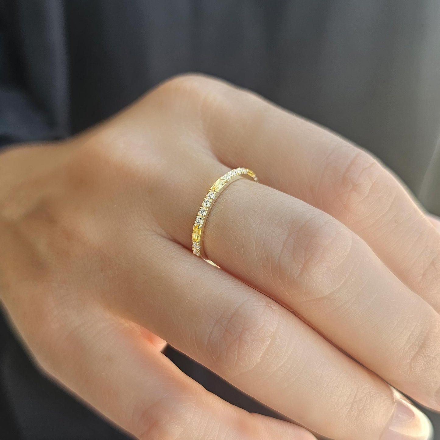 18K Gold Baguette Citrine and CZ Ring - 2S241CIT