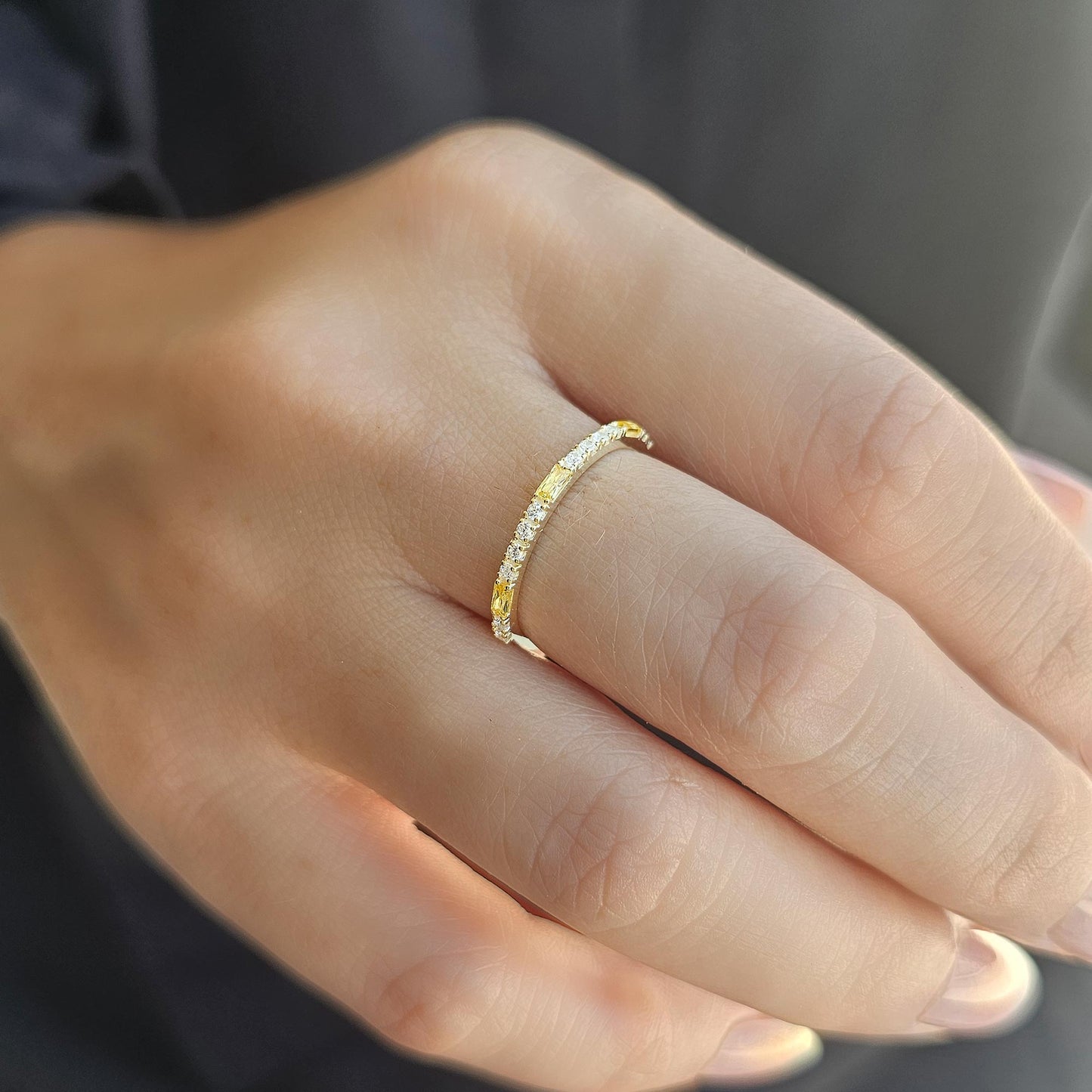 18K Gold Baguette Citrine and CZ Ring - 2S241CIT