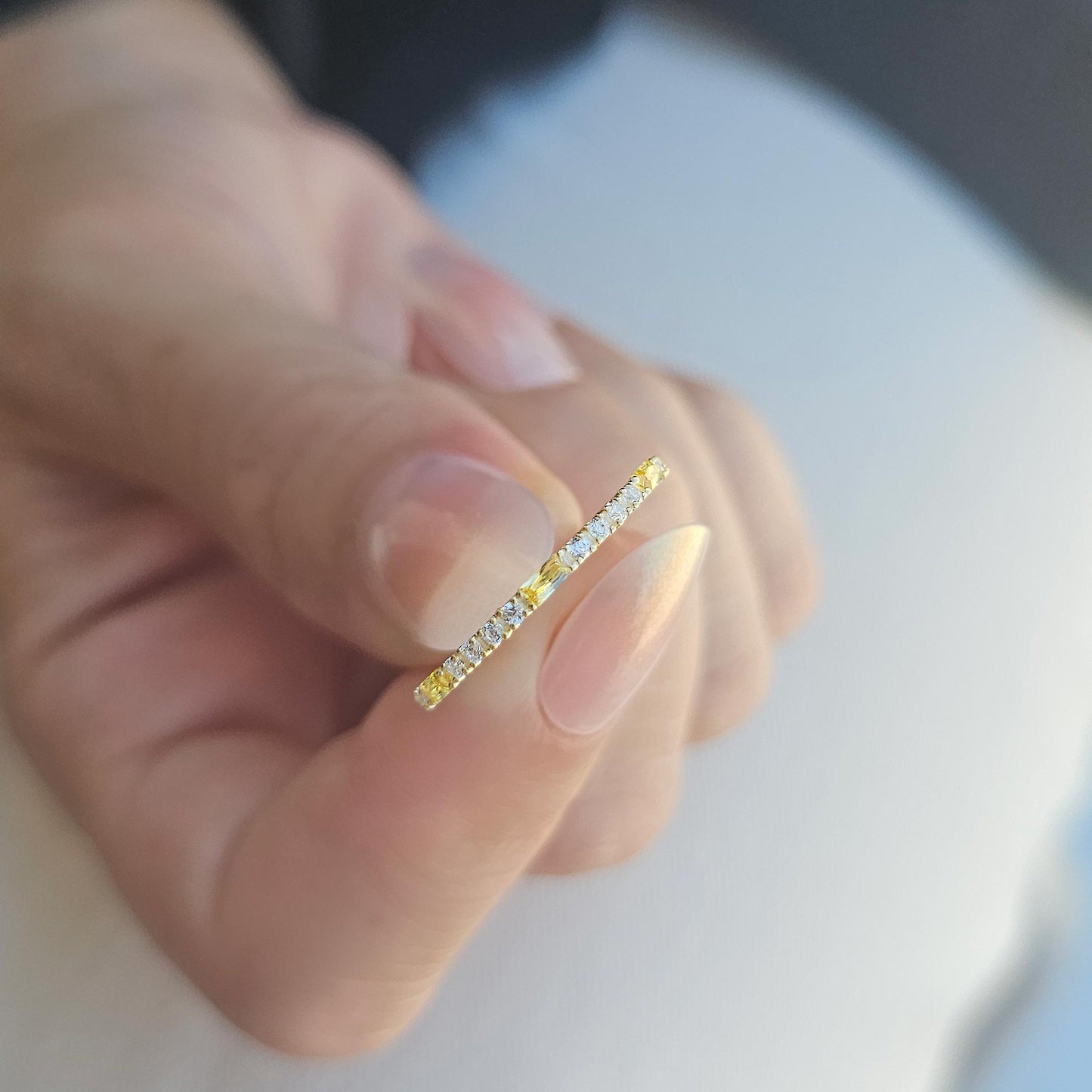 18K Gold Baguette Citrine and CZ Ring - 2S241CIT