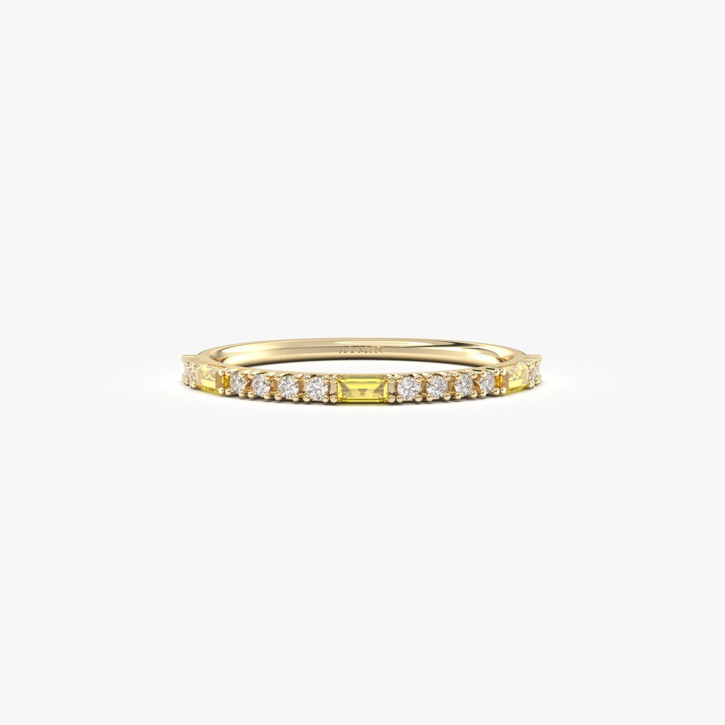 18K Gold Baguette Citrine and CZ Ring - 2S241CIT