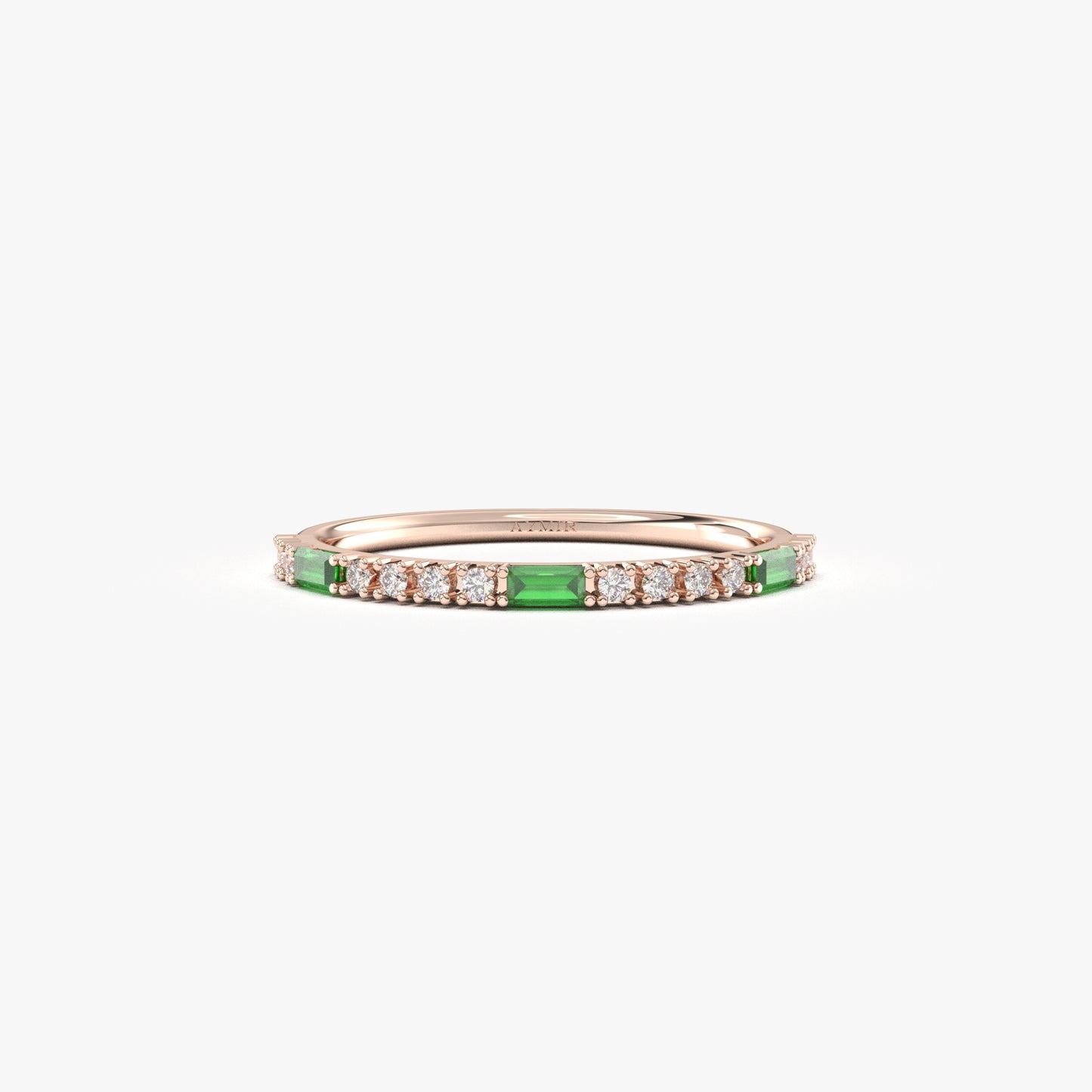18K Gold Baguette Emerald and CZ Ring - 2S241EME