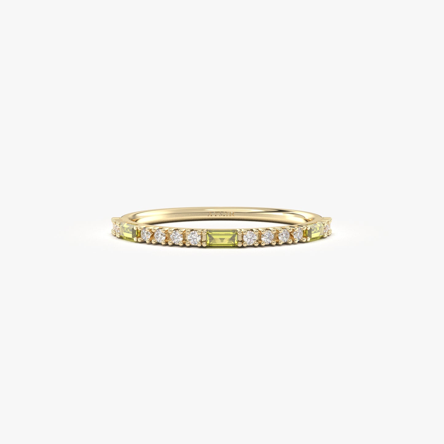 Anillo de oro de 18 quilates con peridoto y circonitas cúbicas de talla baguette - 2S241PER