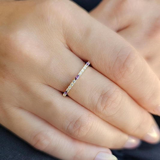 18K Gold Marquise Cut Amethyst and Cz Ring - 2S243AME