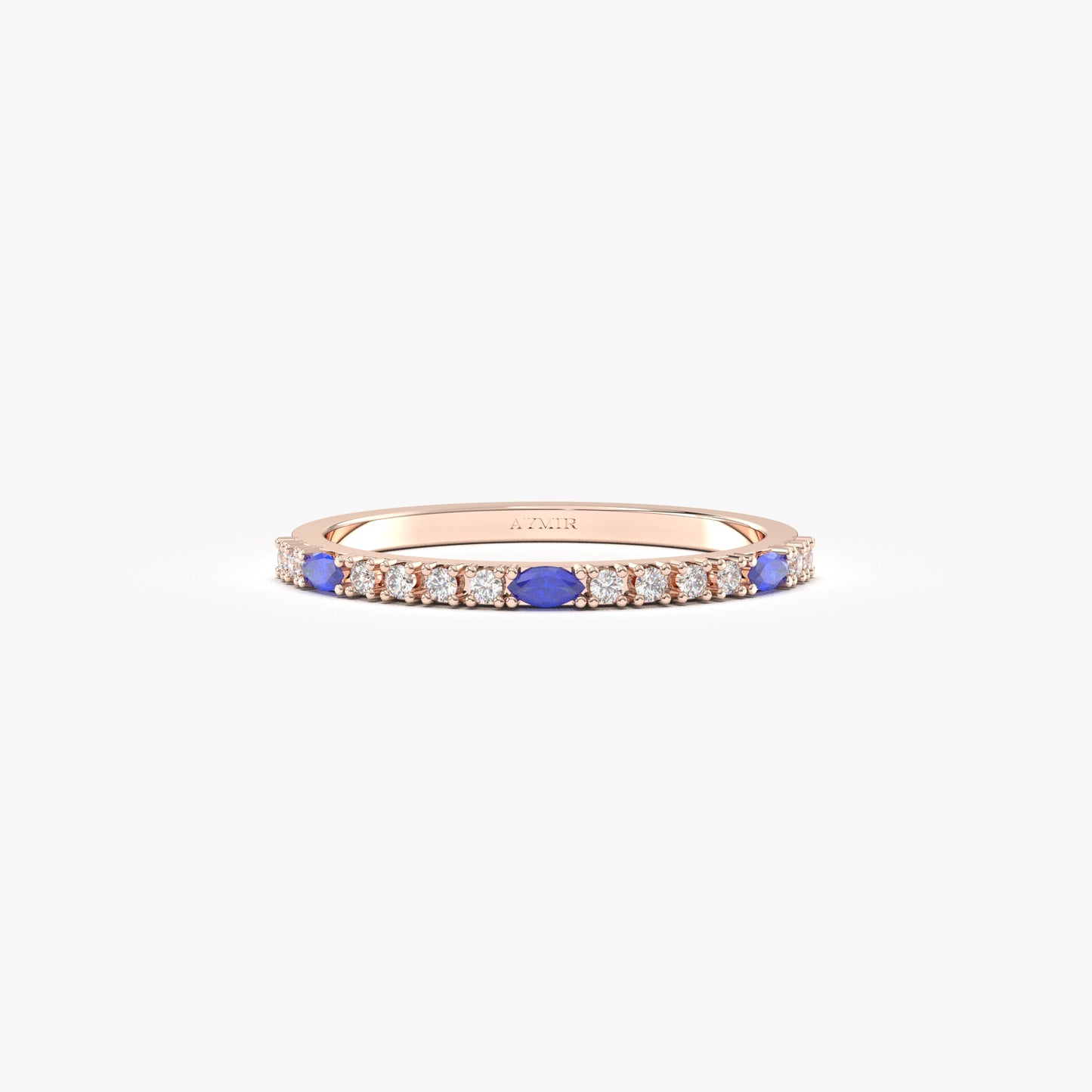 18K Gold Marquise Cut Sapphire and Cz Ring - 2S243SAP