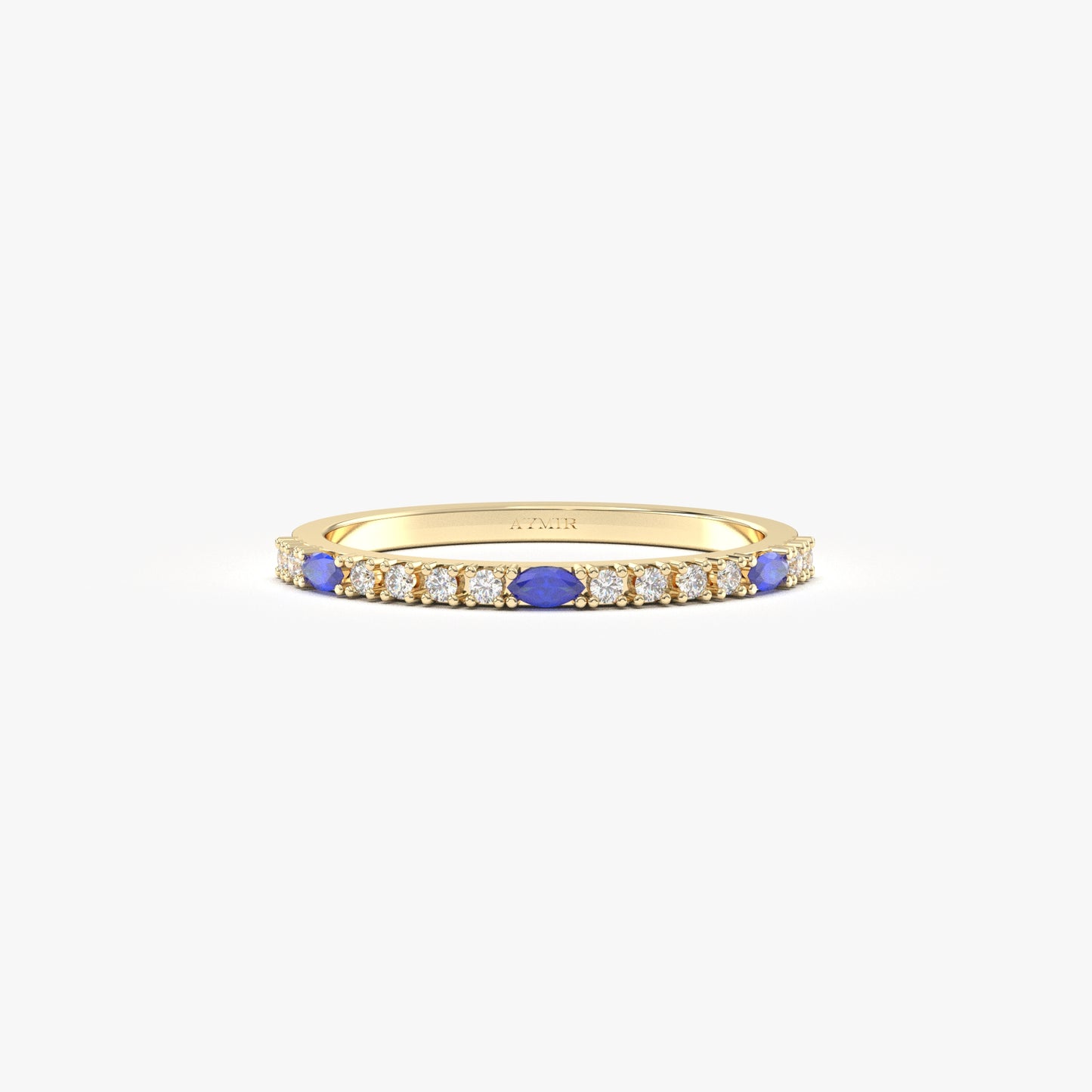 18K Gold Marquise Cut Sapphire and Cz Ring - 2S243SAP