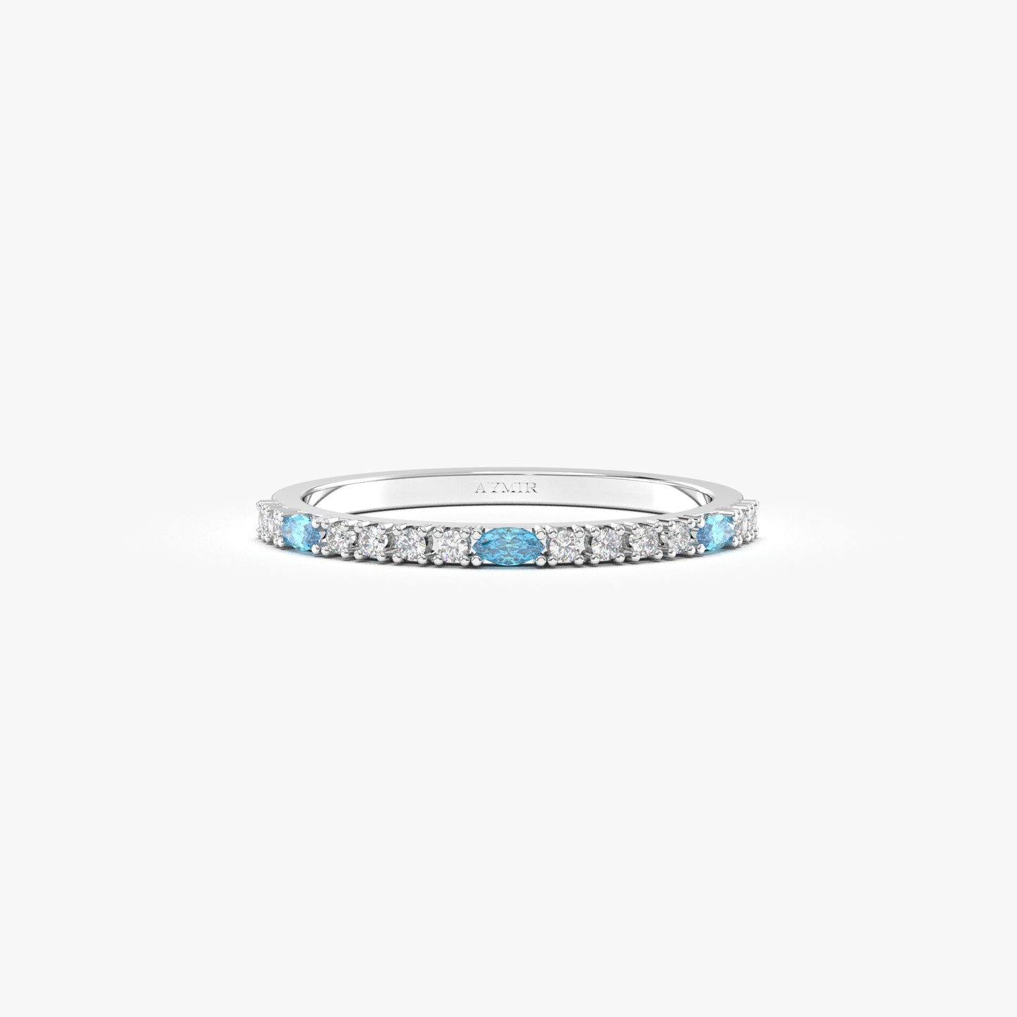 10K Gold Sky Blue Marquise Wedding Cz Band - 2S243SKY