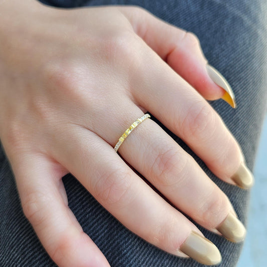 18K Gold Baguette Cut Citrine and Cz Ring - 2S245CIT