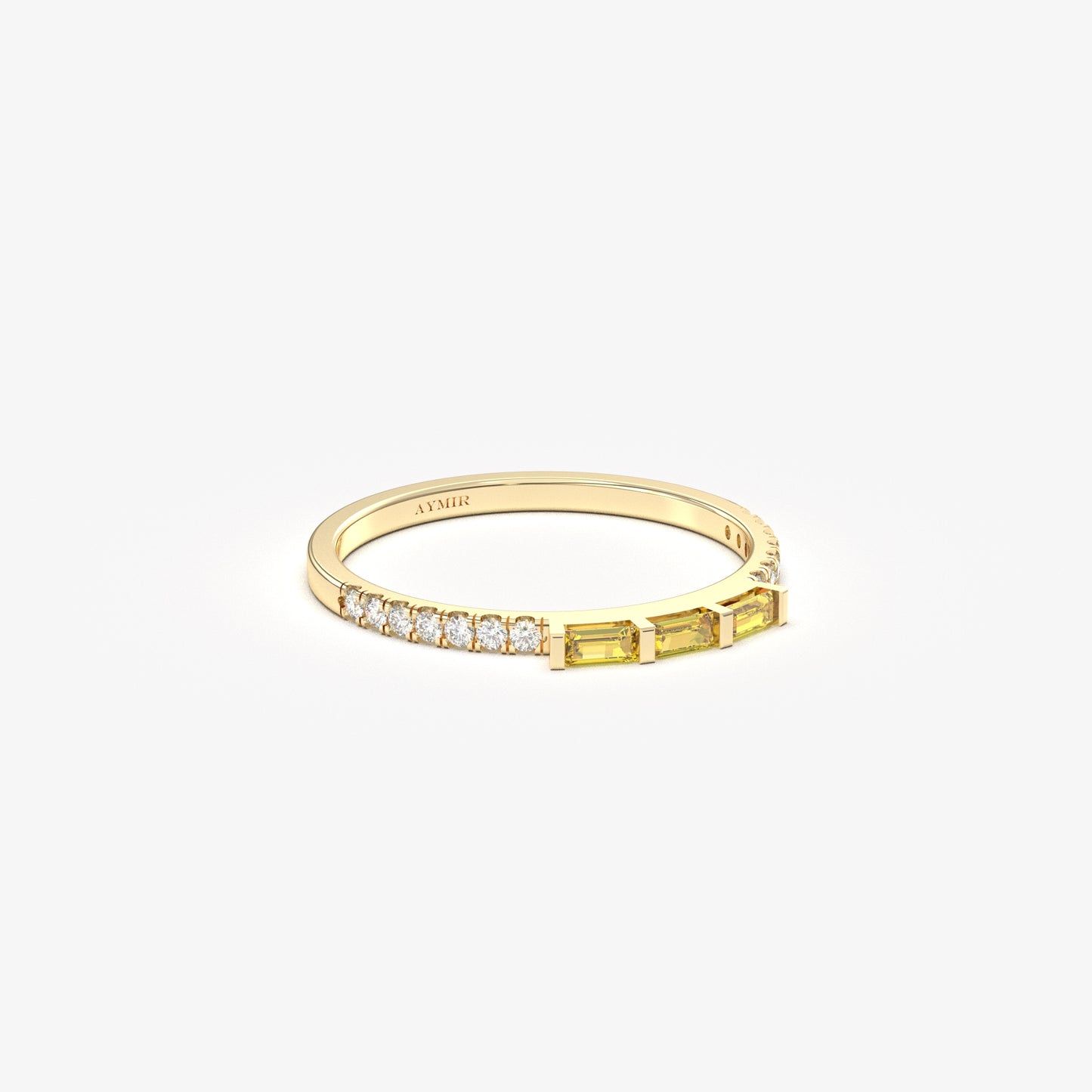 18K Gold Baguette Cut Citrine and Cz Ring - 2S245CIT