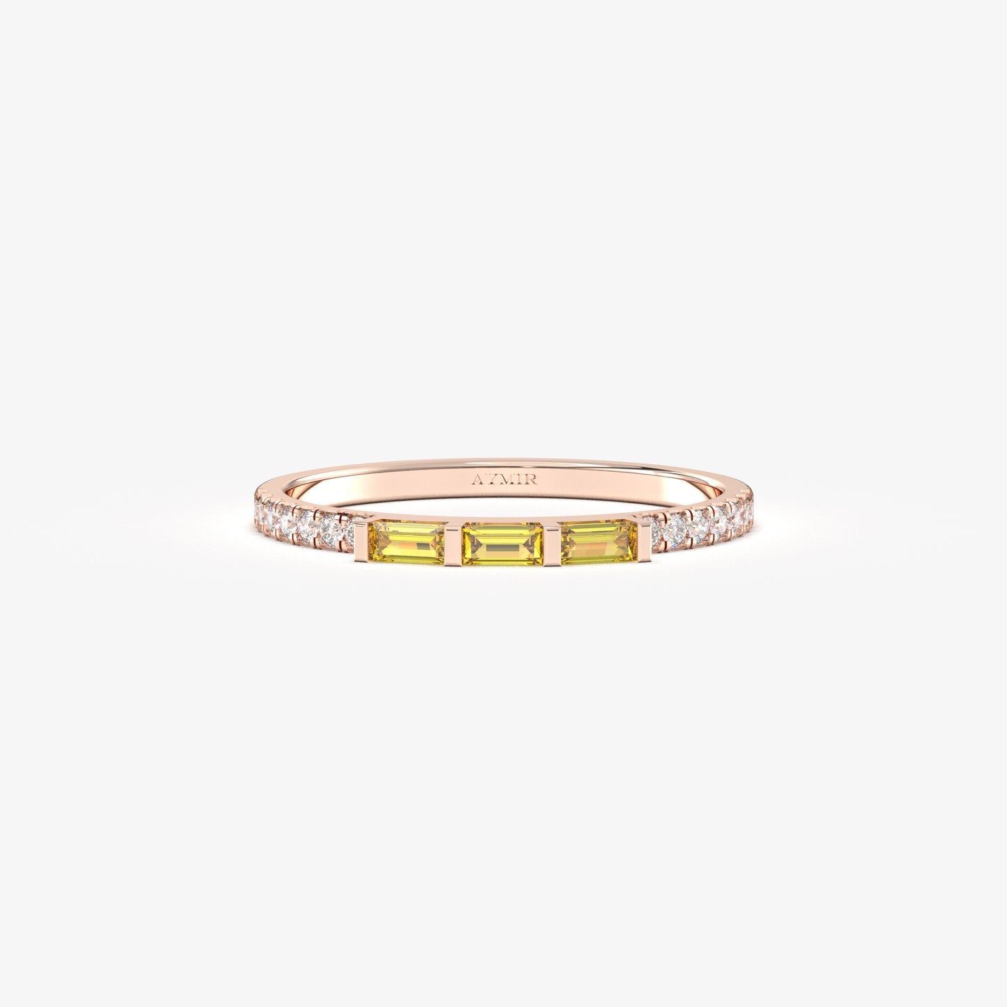 18K Gold Baguette Cut Citrine and Cz Ring - 2S245CIT