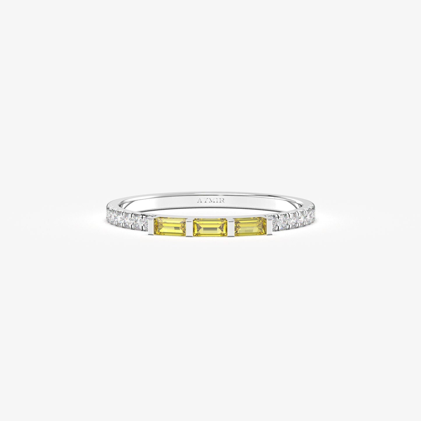 18K Gold Baguette Cut Citrine and Cz Ring - 2S245CIT