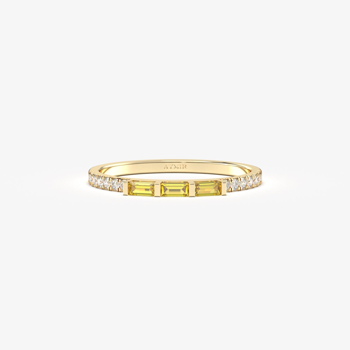18K Gold Baguette Cut Citrine and Cz Ring - 2S245CIT