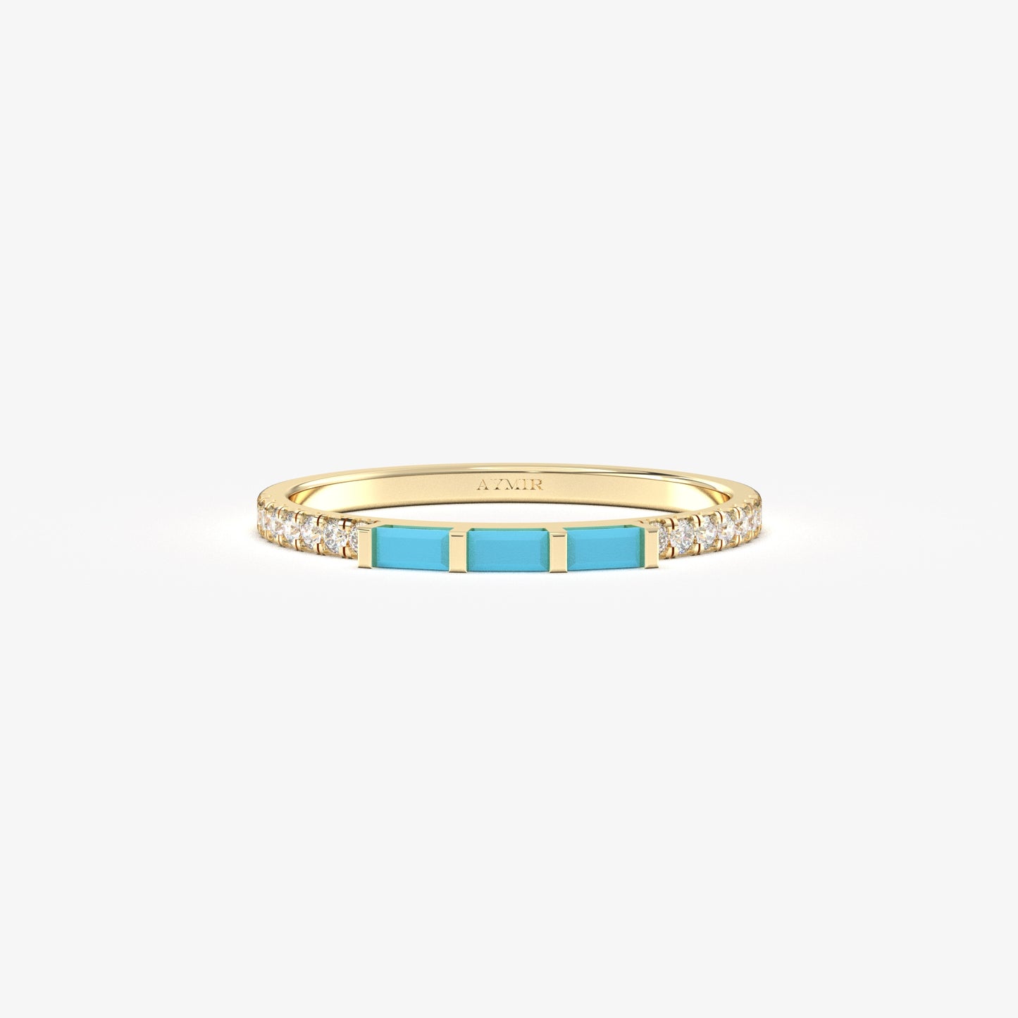 18K Gold Turquoise and Cz Ring - 2S245TURQ