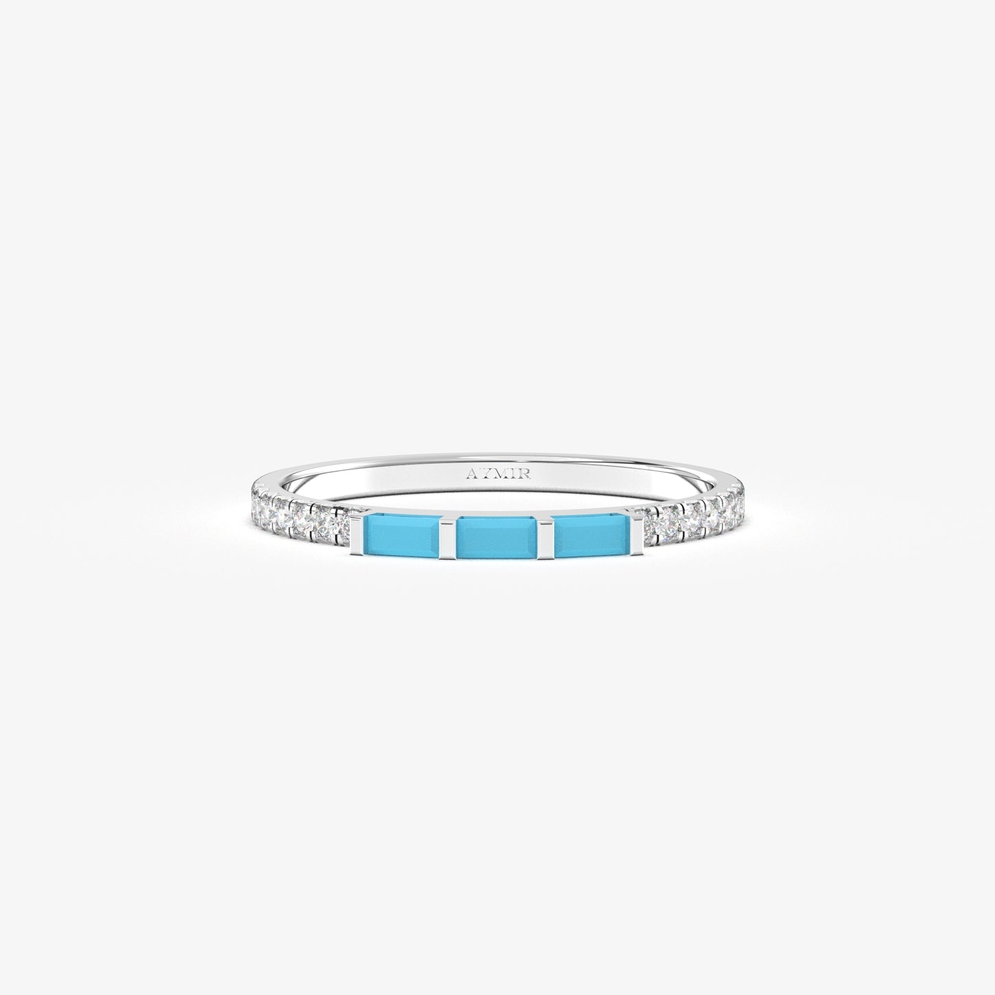 18K Gold Turquoise and Cz Ring - 2S245TURQ