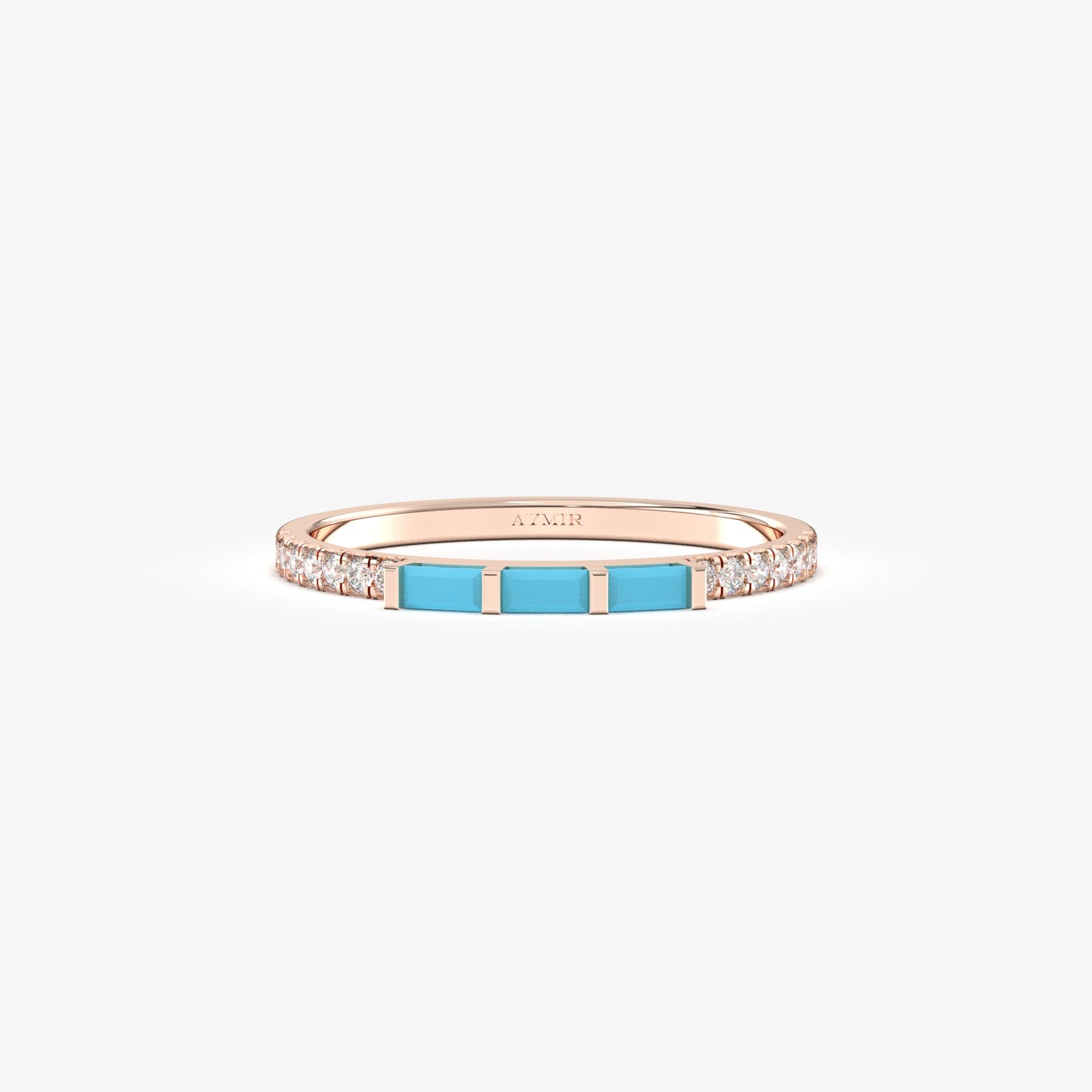 18K Gold Turquoise and Cz Ring - 2S245TURQ