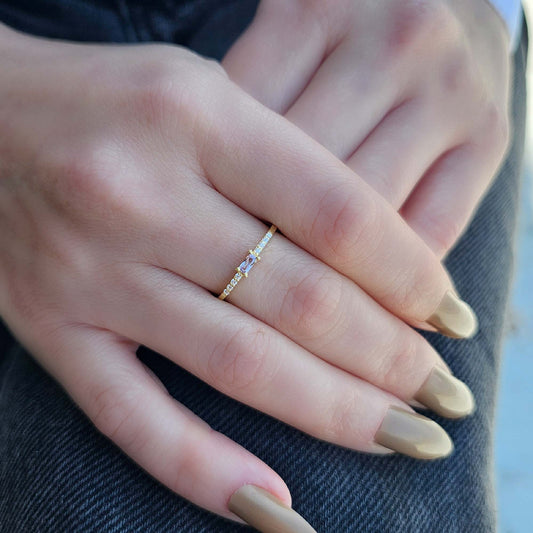 10K Gold Lavender Baguette and Diamond Ring - 2S2LAV