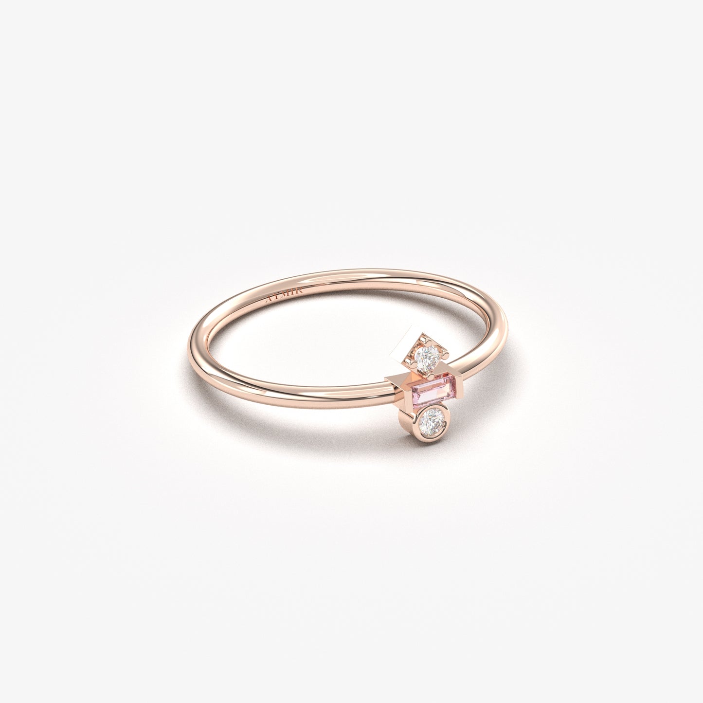 18K Gold Pink Baguette and Diamond Ring - 2S35PNK