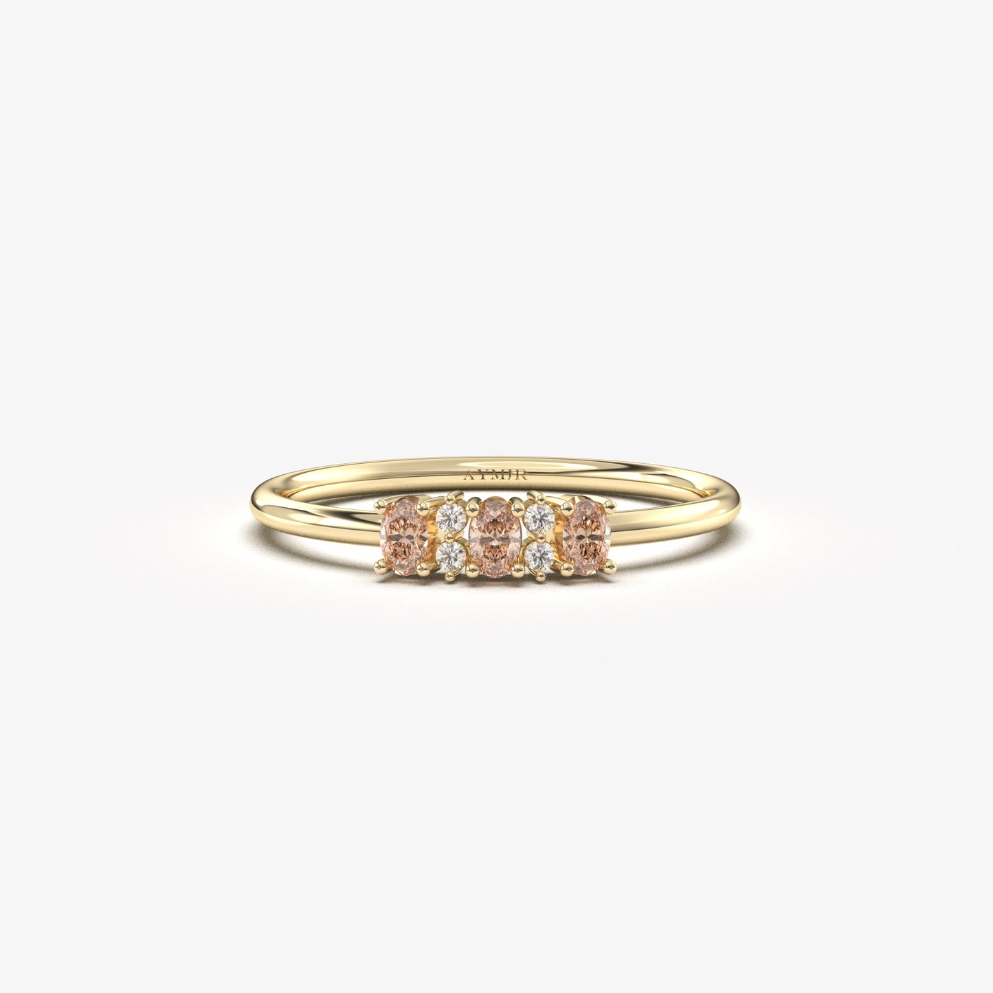 14K Gold Unique Oval Champagne and Diamond Ring - 2S46CHAMP