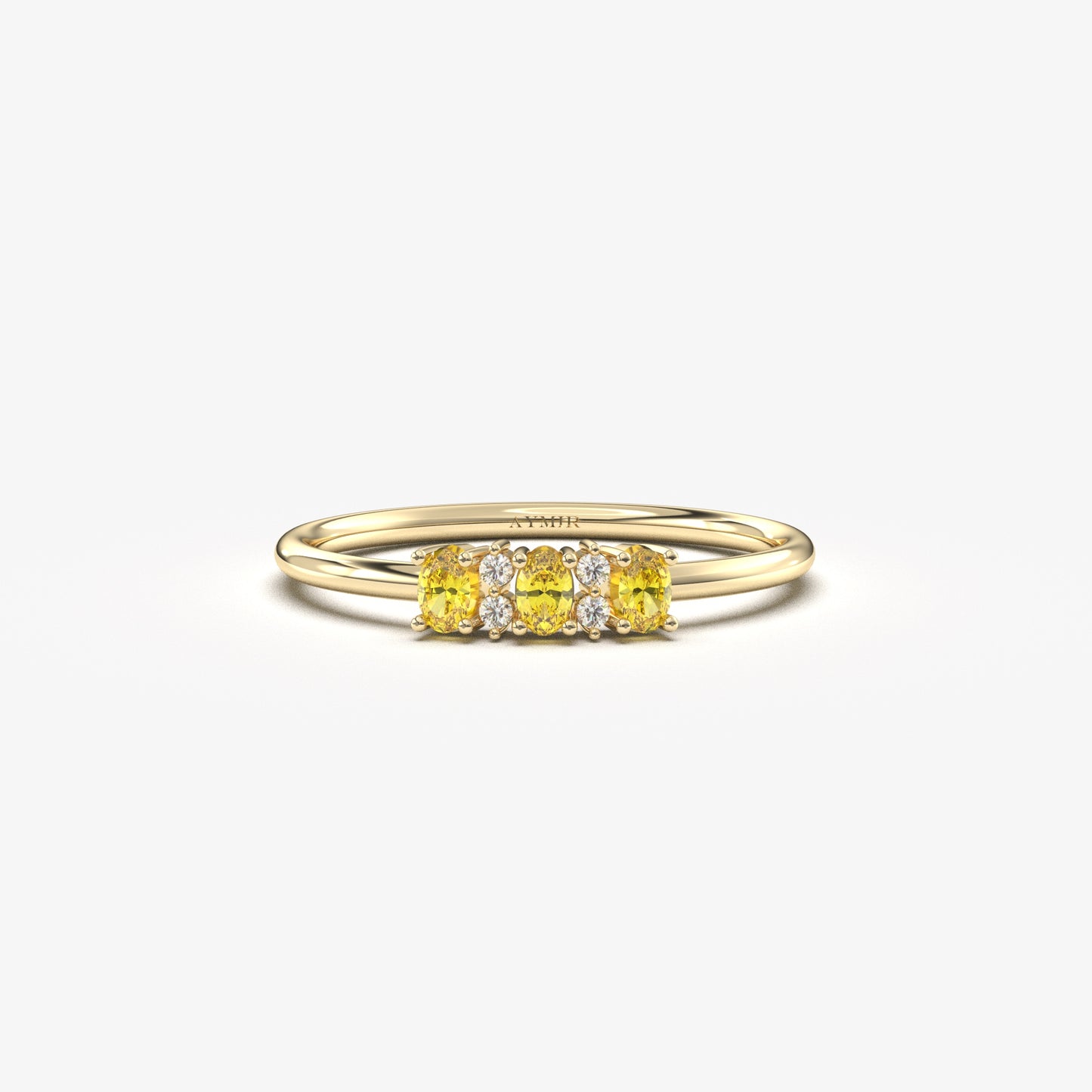 18K Gold Oval Citrine and Cz Ring - 2S46CIT