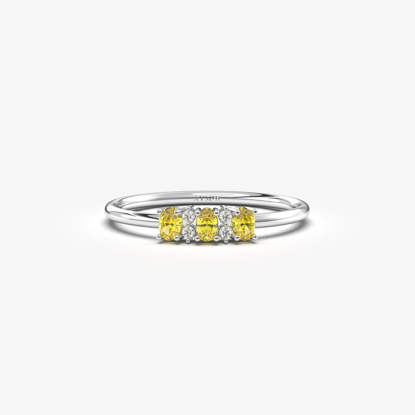18K Gold Oval Citrine and Cz Ring - 2S46CIT