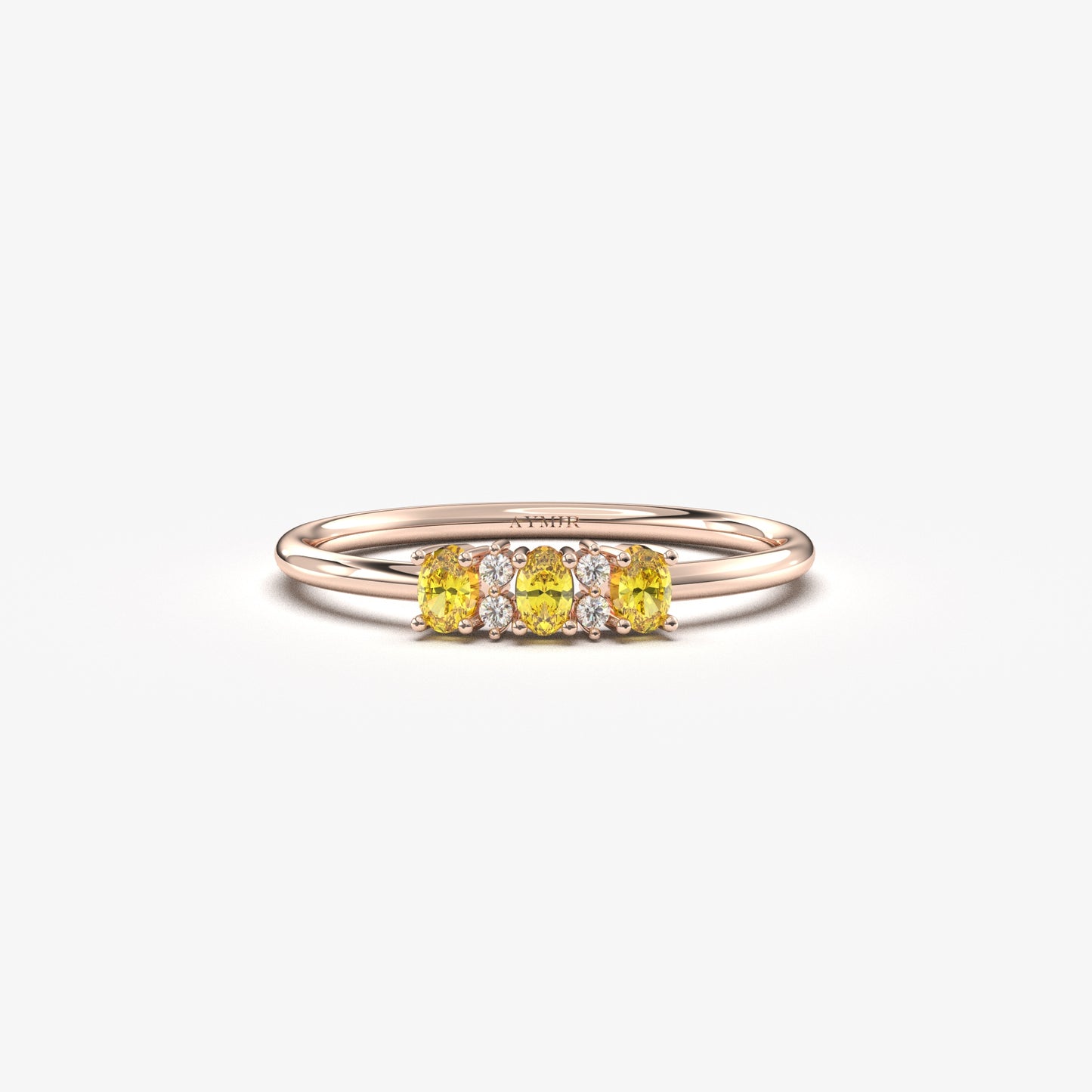 18K Gold Oval Citrine and Cz Ring - 2S46CIT