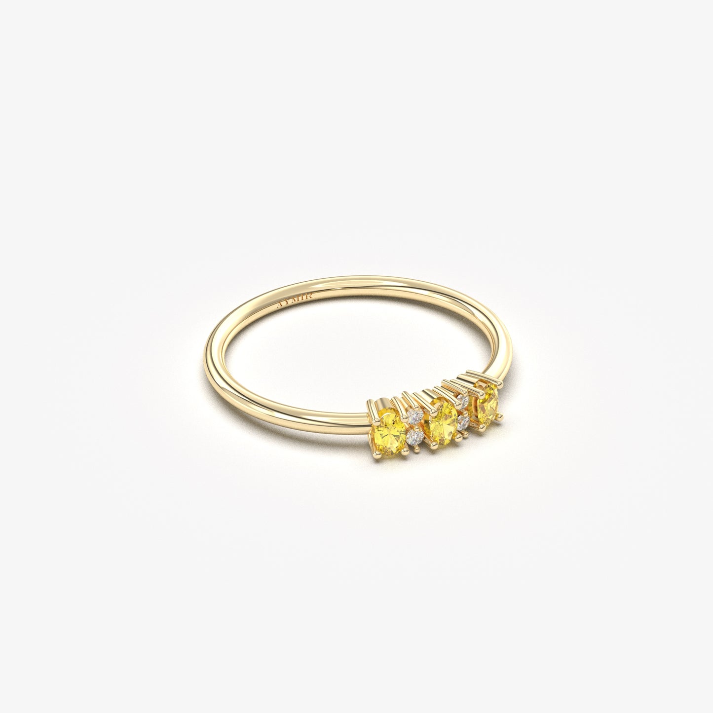18K Gold Oval Citrine and Cz Ring - 2S46CIT