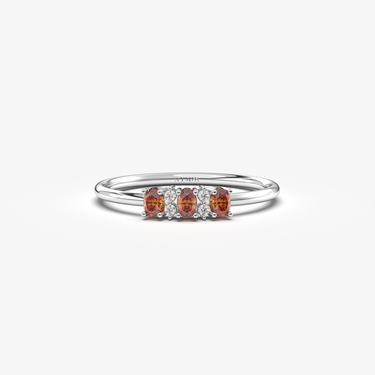 18K Gold Oval Garnet and Cz Ring - 2S46GAR