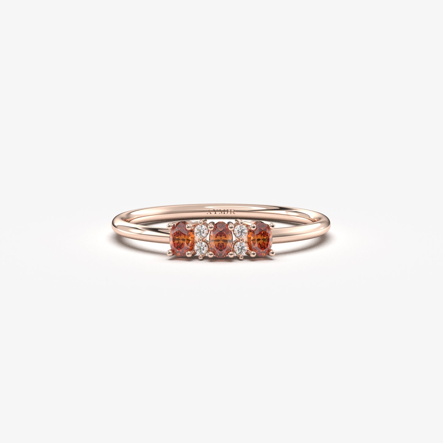 18K Gold Oval Garnet and Cz Ring - 2S46GAR