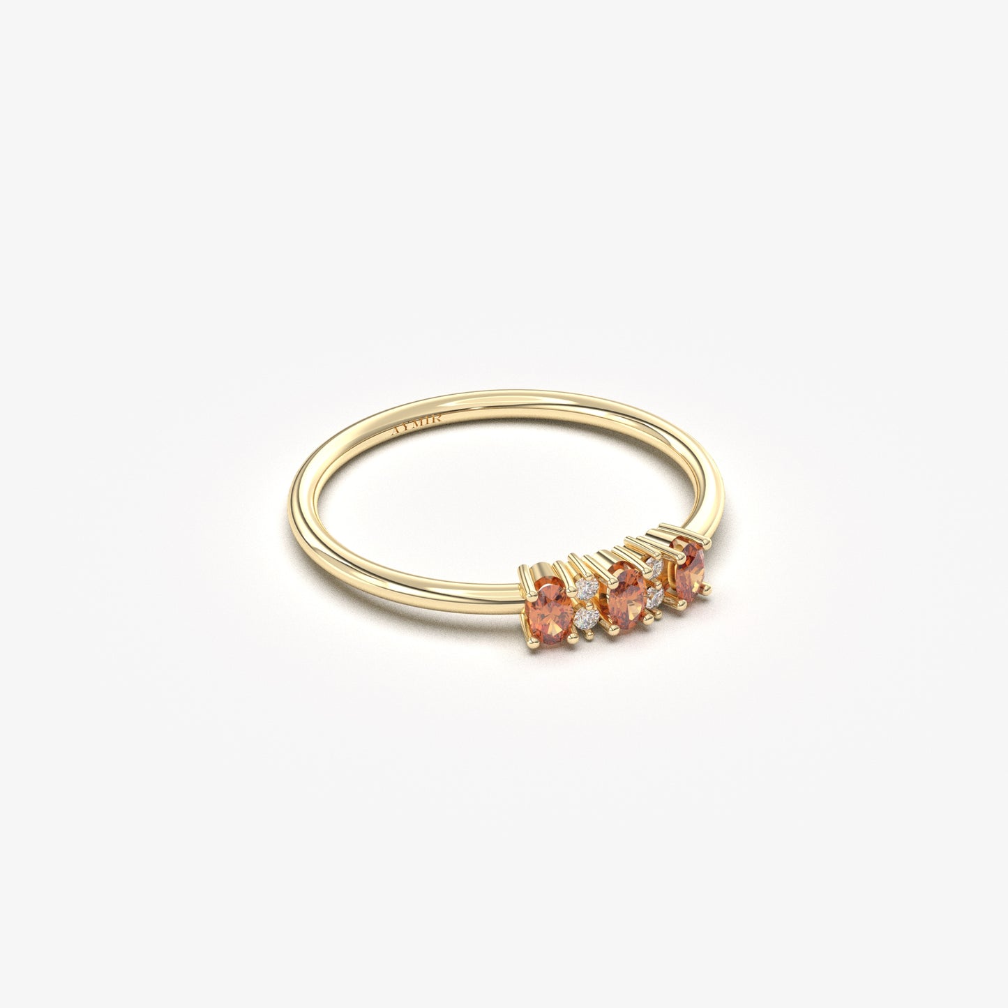 18K Gold Oval Garnet and Cz Ring - 2S46GAR