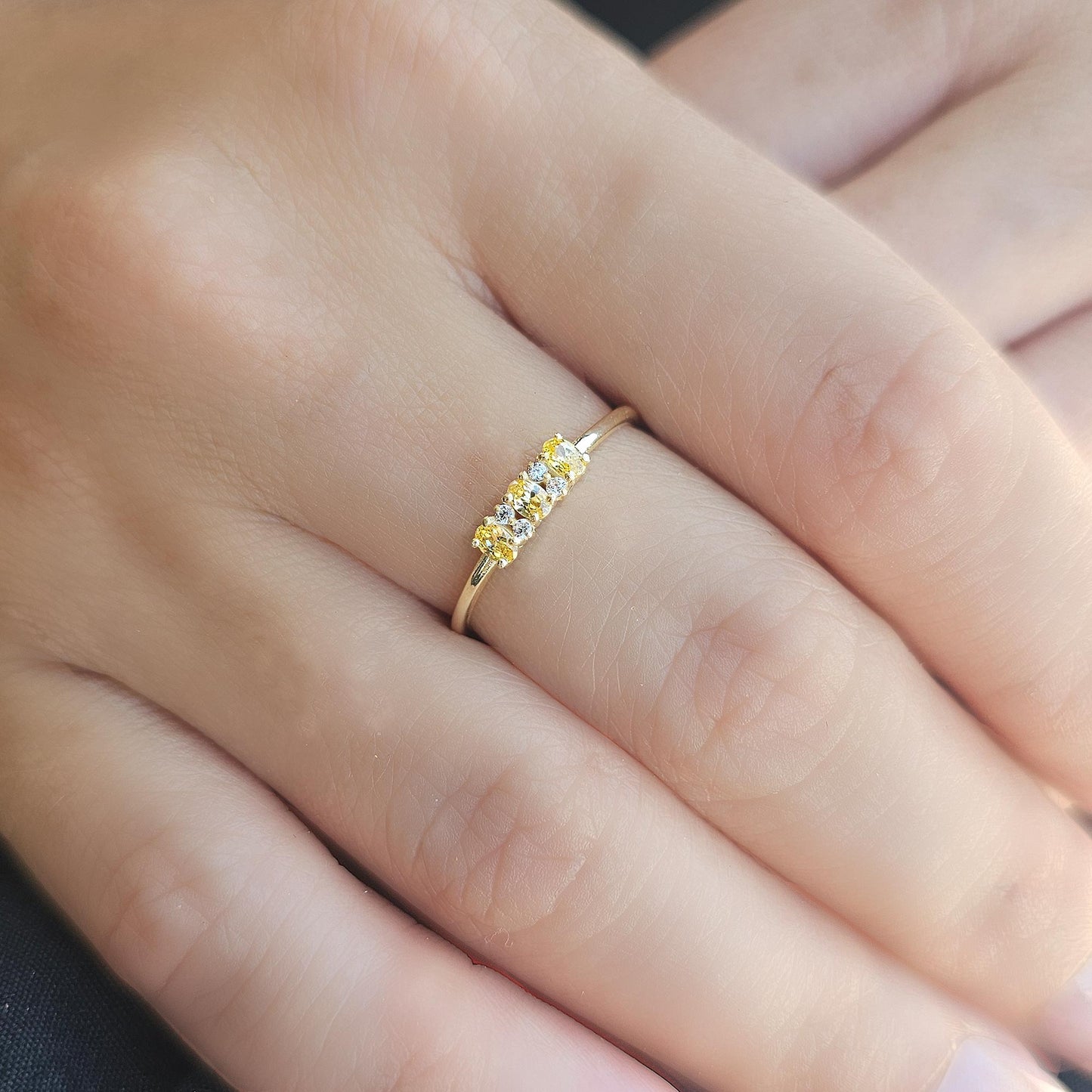 18K Gold Oval Citrine and Cz Ring - 2S46CIT