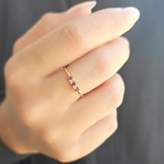 18K Gold Oval Garnet and Cz Ring - 2S46GAR