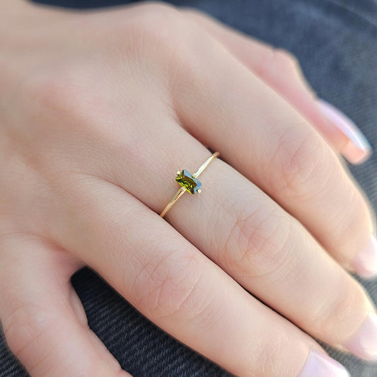18K Gold Baguette Peridot Ring - 2S57PER