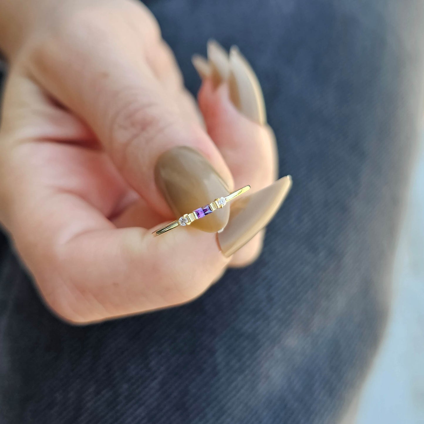 18K Gold Baguette and Cz Ring - 2S6AME