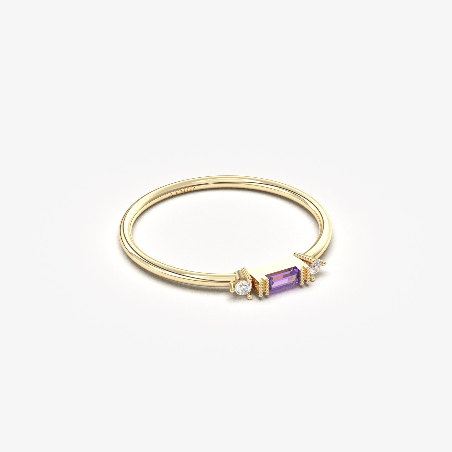 18K Gold Baguette and Cz Ring - 2S6AME