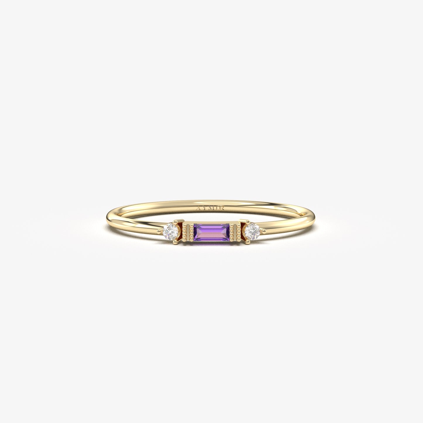 18K Gold Baguette and Cz Ring - 2S6AME
