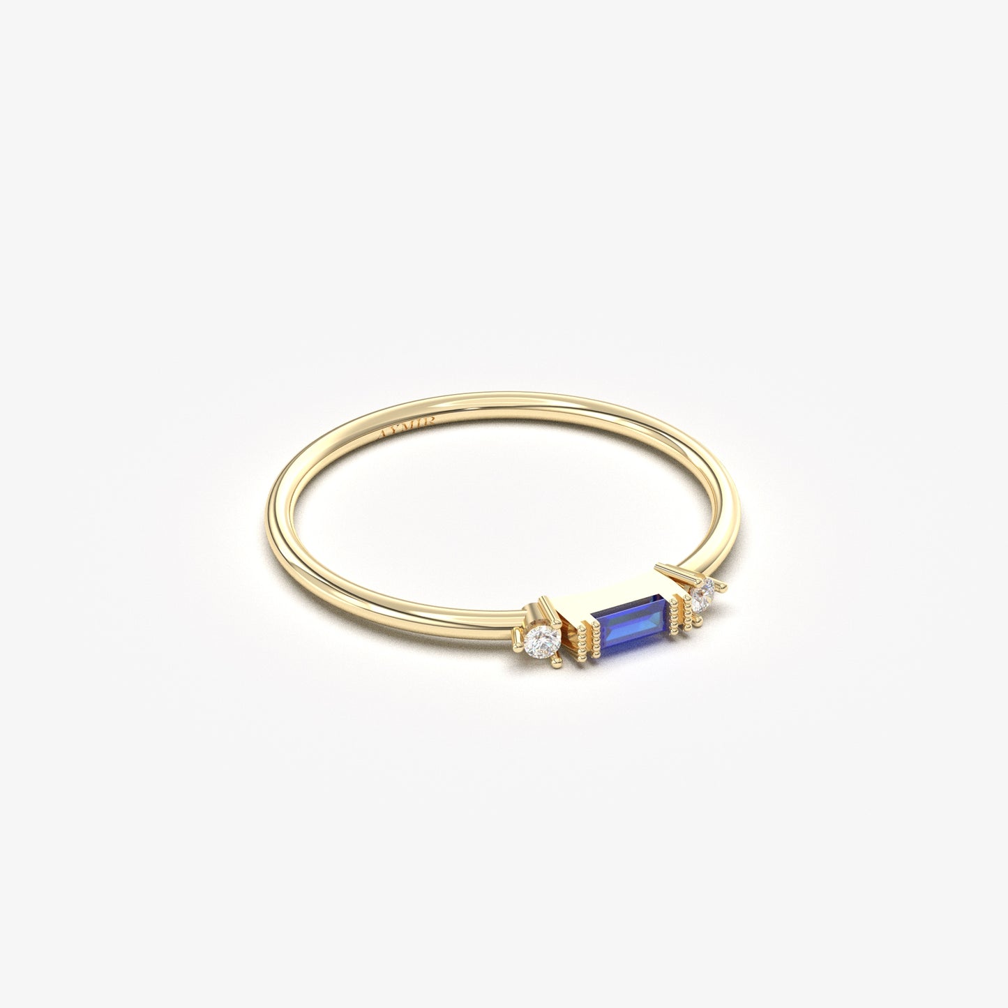 10K Gold Baguette Cut Sapphire and Diamond Ring - 2S6SAP