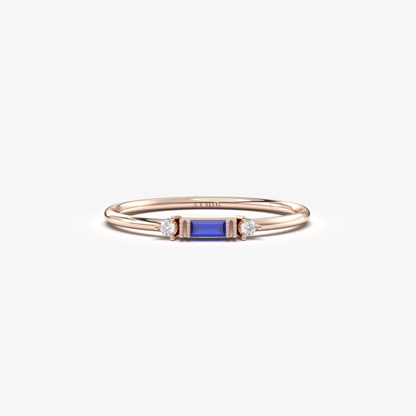10K Gold Baguette Cut Sapphire and Diamond Ring - 2S6SAP