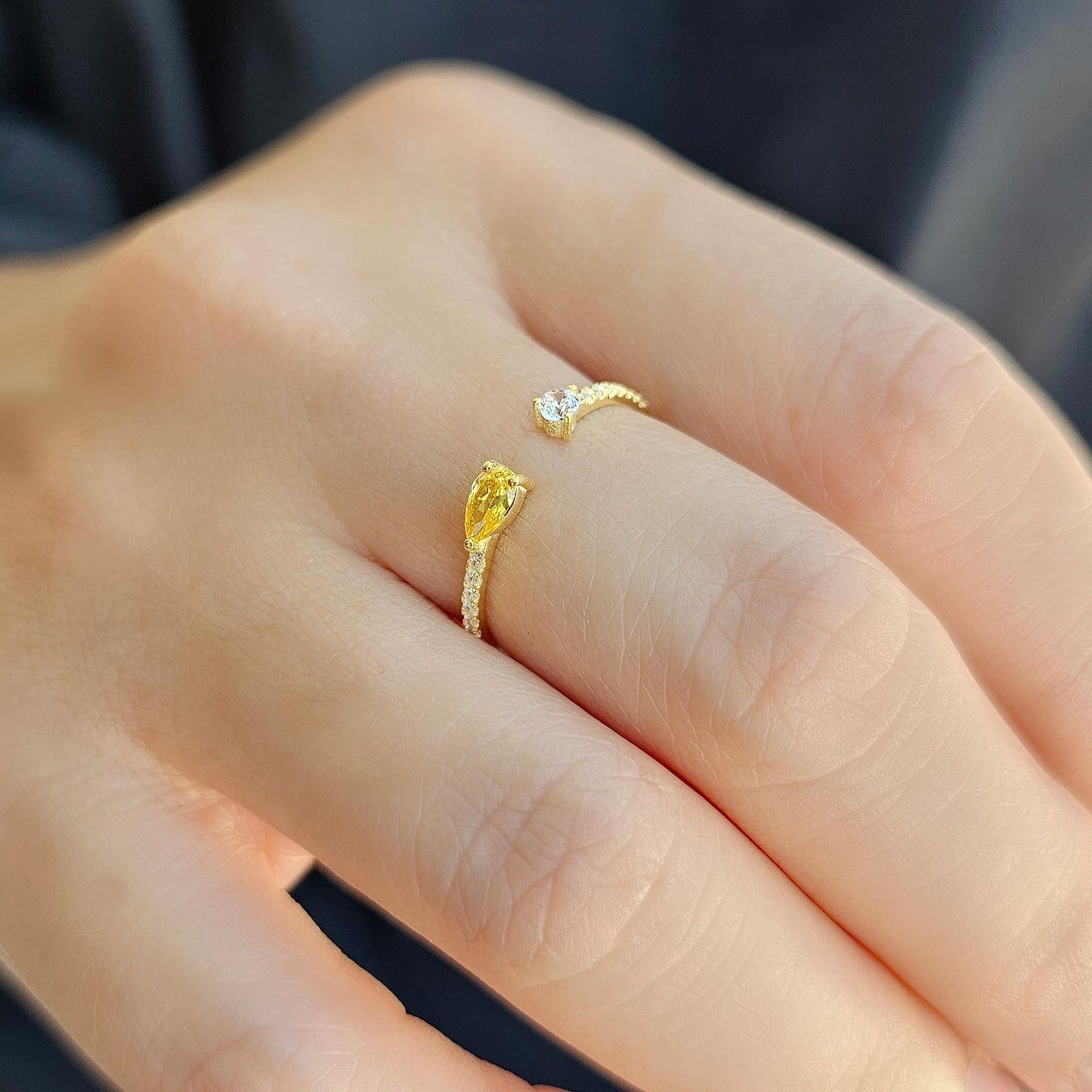 18K Gold Pear and Cz Ring - 2S74CIT