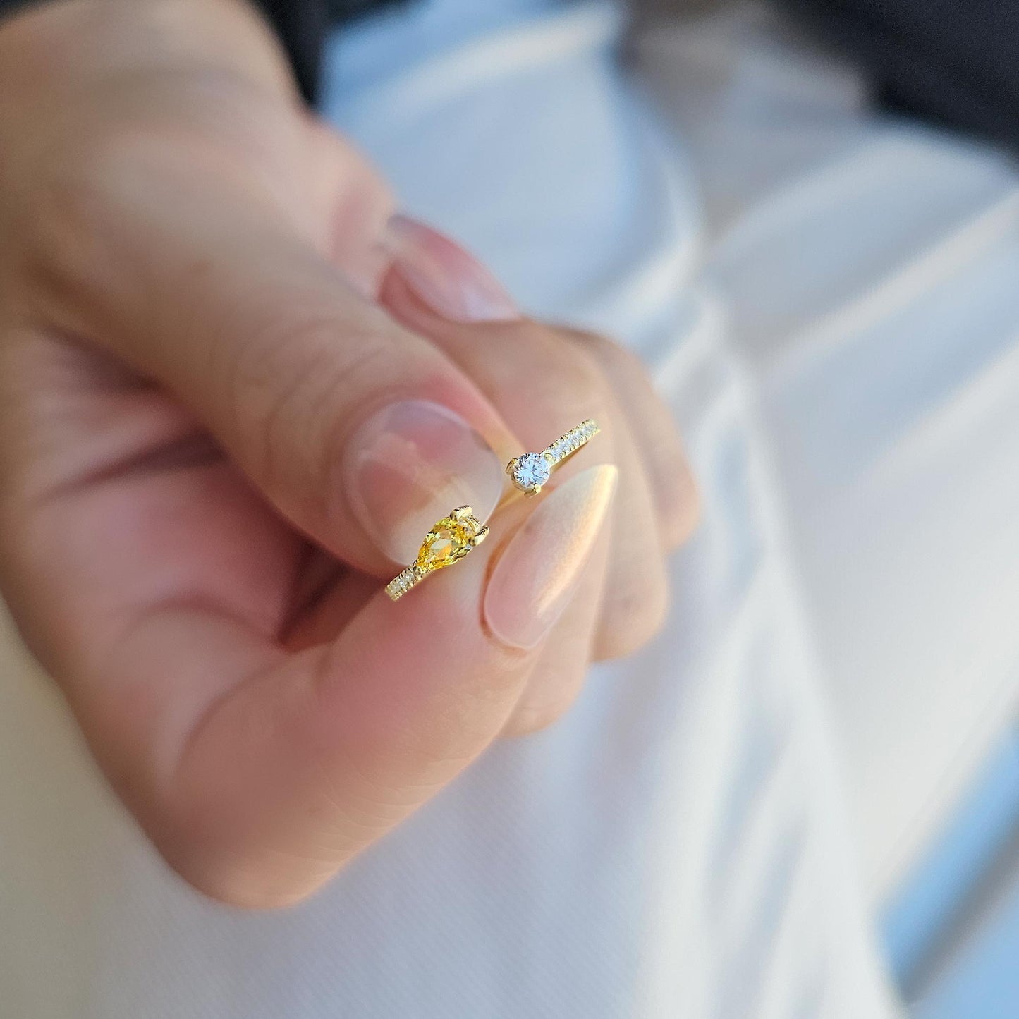 18K Gold Pear and Cz Ring - 2S74CIT