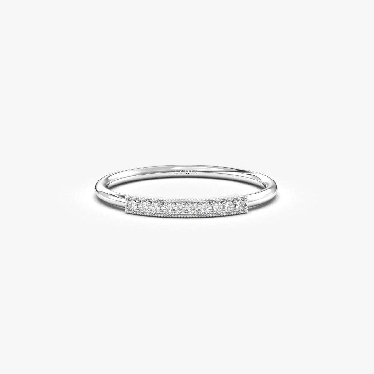 White gold bar stacking ring, front view