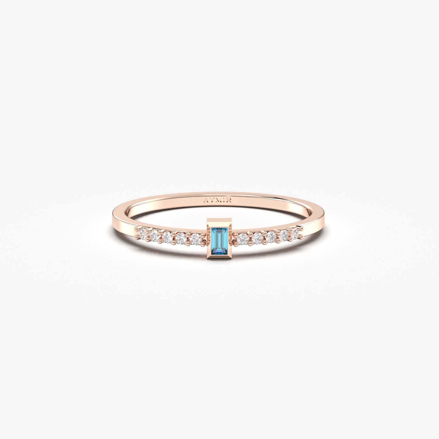 10K Gold Minimalist Sky Blue Baguette and Cz Ring - 2S80SKY