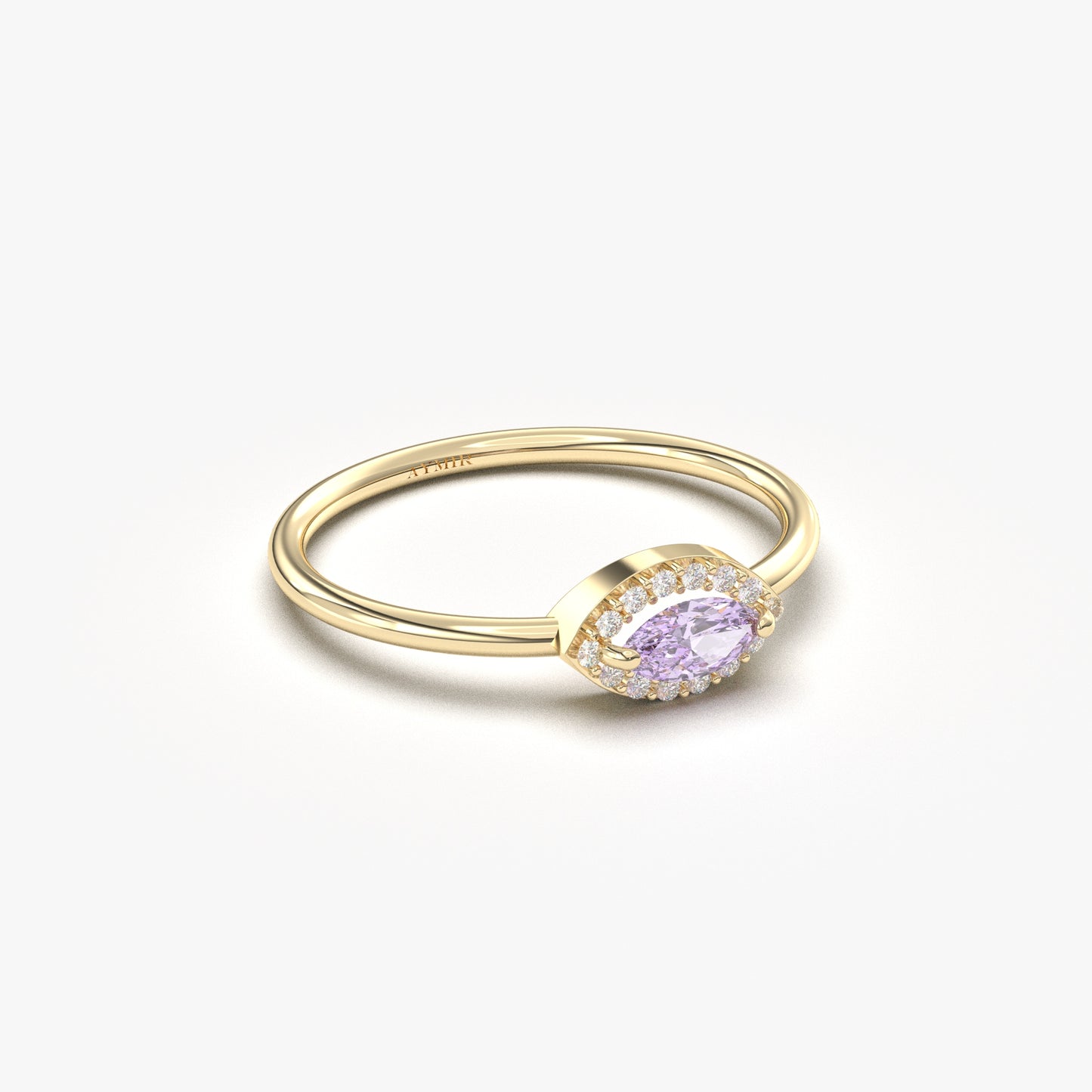 14K Gold Minimalist Marquise Lavender and Diamond Ring - 8S100LAV