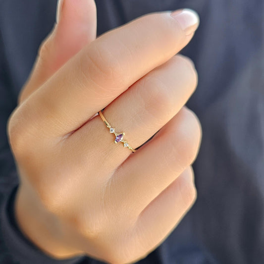 18K Gold Marquise Amethyst Ring - 2S111AME