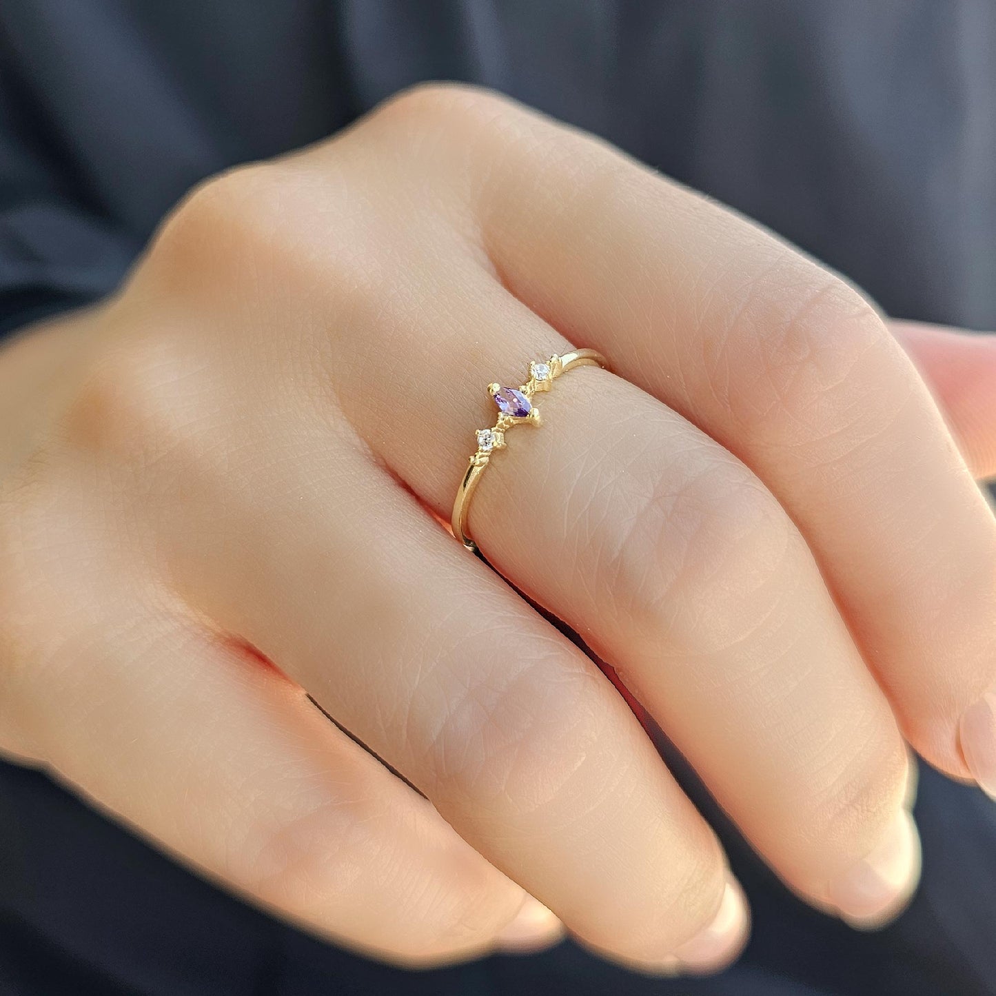 14K Gold Marquise Amethyst Ring - 2S111AME