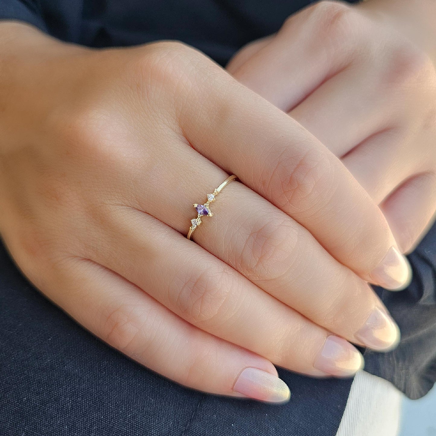 14K Gold Marquise Amethyst Ring - 2S111AME