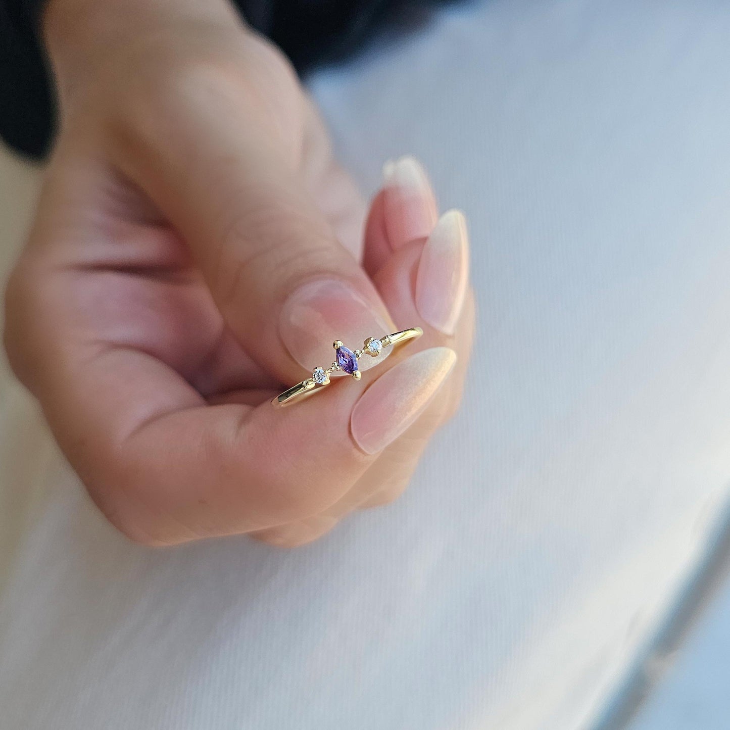 14K Gold Marquise Amethyst Ring - 2S111AME