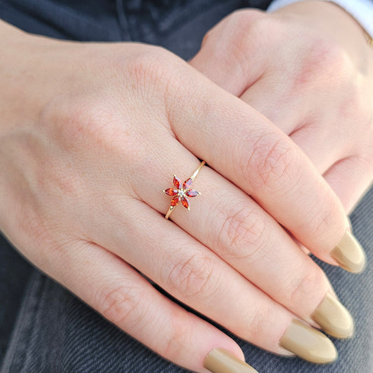 18K Gold Marquise Garnet and Diamond Ring - 8S132GAR